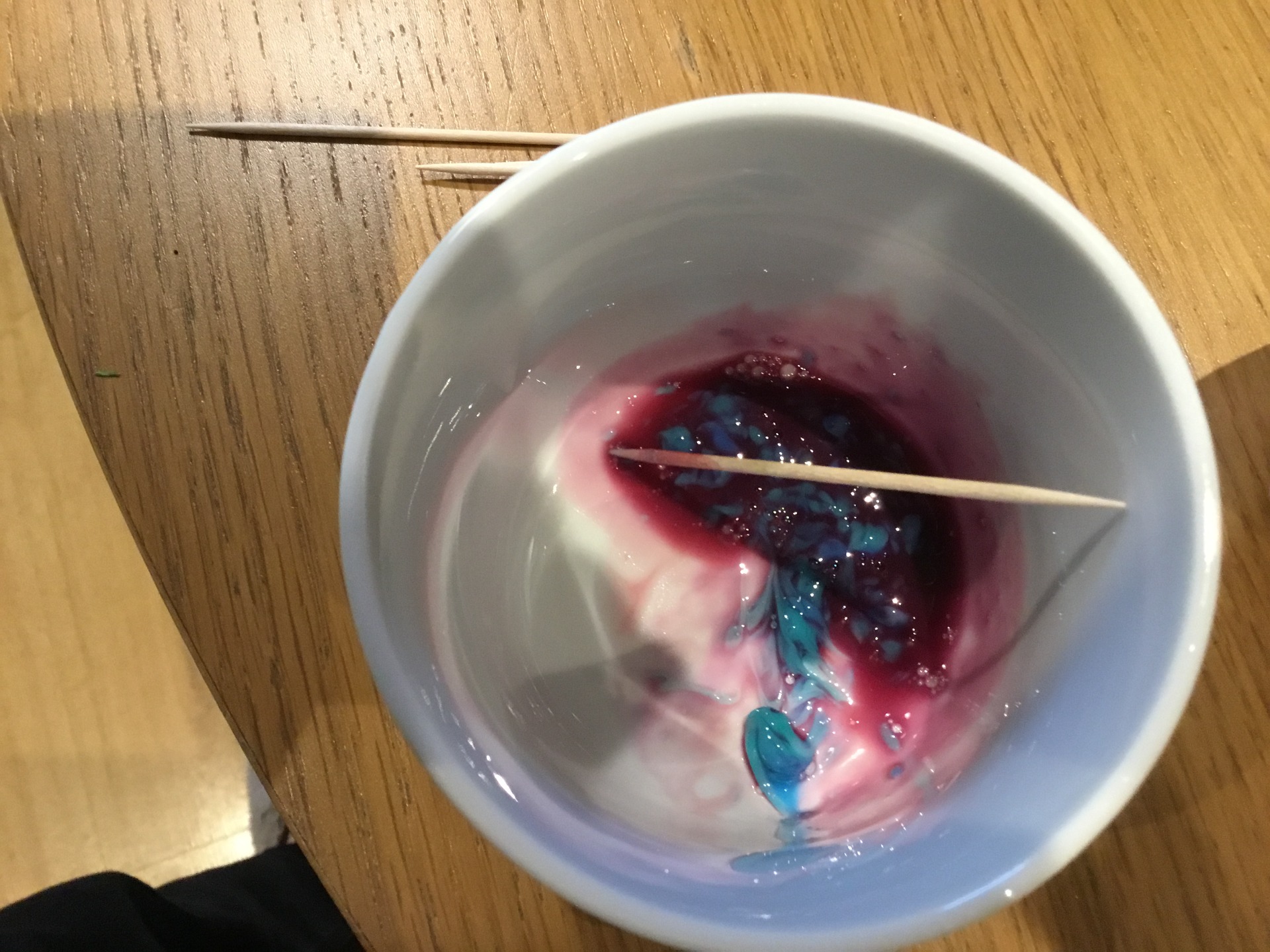 White toothpaste turned blue when it touched the indicator!